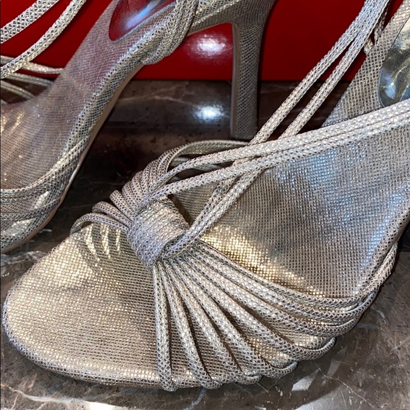 Guess Open Toe Heels Silver/Gold Sparkle 7.5M - Picture 5 of 8